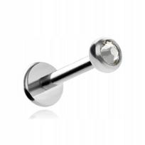 Titano Labret Auskaras su Baltu Kristalu, Sidabrinis, 1.2/8/3 mm