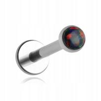 Titano Labret Auskaras su Juodu Opalu, Sidabrinis, 1.2/6/3 mm