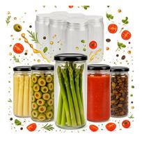 10x 500ml Long stiklainiai su dangteliais uogienėms, medui, daržovėms