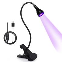 UV LED lempa klijams polimerizuoti, 3W, USB, su spaustuku, juoda
