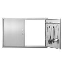 Dvigubos grilio durys Vevor BH-020, 99x66 cm, sidabrinės