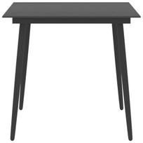 Sodo valgomojo stalas，Lauko stalas, juodas, 80x80x74cm, plienas ir stiklas CFE531422