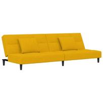 Dvivietė sofa-lova，Poilsio sofa su dvejomis pagalvėmis, geltona, aksomas CFE84648