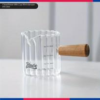 Stiklinis espresso puodelis su medine rankena, Yunhua Milk Cup 90ml-skaidri spalva