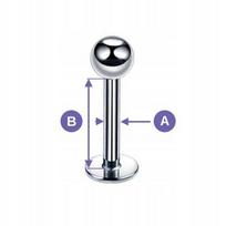 Auksinis titano labret auskaras su boružėle 1,2/6 mm