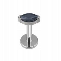 Titaninis auskaras labret su juodu cirkoniu, 1.2/8 mm