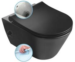 Pakabinamas unitazas AVVA CLEANWASH su įmontuotu maišytuvu ir bidė dušu, be kraštų Rimless ir sėdynė SLIM Soft Close, matinis juodas
