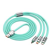 3-in-1 Greitas Įkrovimo Laidas: USB, Type-C, Micro USB 120cm,  Žalias