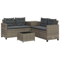 Sodo sofa，Lauko sofa su stalu/pagalvėlėmis, pilka, poliratanas, L formos CFE78395