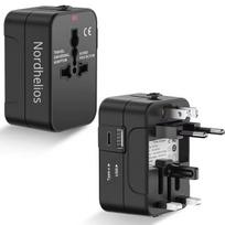 Kelioninis adapteris, universalus kištukas, tinkantis visam pasauliui, su type-c, juodas, Nordhelios
