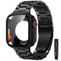 Nerūdijančio Plieno Laikrodžio Dirželis su Apsauginiu Dėklu Apple Watch 49/45/44/42 mm, Juodas, PrimePick