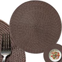 Apvalus stalo kilimėlis 38 cm – pintas padėkliukas stalui, rudas, neslystantis