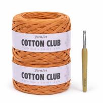 Mezgimo komplektas 2x YarnArt Cotton Club siūlai (spalvos kodas 7310) su Pro Circus vąšeliu, 13cm ilgio, 8mm storio