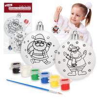Kalėdinis plastikinis baublys 8 cm rinkinys iš 2 vnt. (Kalėdų Senelis, elnias) + dažai 6x3 ml artmaker