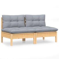 Dvivietė sodo sofa，Lauko sofa su pilkomis pagalvėlėmis, pušies masyvas CFE99333
