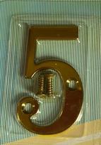 Buto / namo durų numeris, 50 mm, „5“, žalvaris