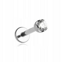 Titano labret auskaras su balta cirkonio akute 1,2/6/4,5 mm