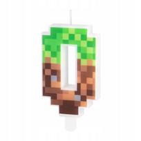 Torto žvakutė "pixel" 0 - "minecraft" tema gimtadieniui