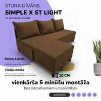 Kampinis išskleidžiamas sofos-lova Simple X St Light, Podrez, ruda