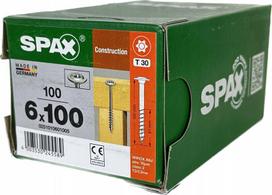 Spax 6x100mm medvaržčiai medienai, 100 vnt., plokščia galvutė