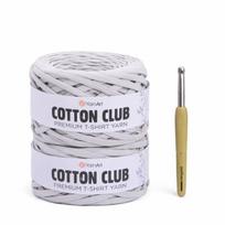 Mezgimo komplektas 2x YarnArt Cotton Club siūlai (spalvos kodas 7304) su Pro Circus vąšeliu, 13cm ilgio, 8mm storio