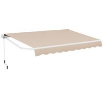 Costway markizės su alkūnine balkono markize apsauga nuo saulės šarnyrinė markize 400 x 250 cm smėlio spalvos