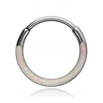 Titano clicker auskaras su opalu, sidabro spalvos 1.0/6 mm