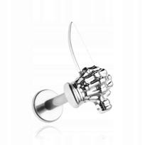 Titano labret auskaras "rankos su peiliu", sidabro, 1.2/6 mm