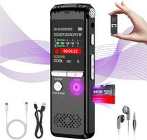 Diktofonas 64GB skaitmeninis balso įrašymo įrenginys, valdomas vienu mygtuku