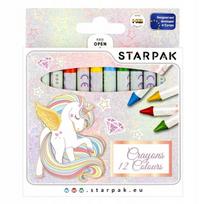 Starpak vaško pieštukai, 12 spalvų, su vienaragiu