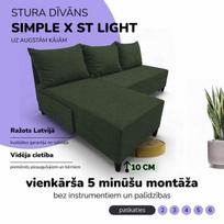 Kampinis išskleidžiamas sofos-lova Simple X St Light, Podrez, turkio-žalia