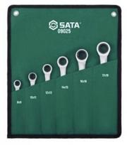 Sata 6 vnt. atvirų raktų rinkinys su terkšle