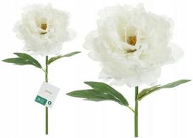 Dirbtinė bijūno gėlė balta, 35cm - vestuvių, krikštynų dekoravimui