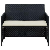 Dvivietė sodo sofa，Lauko sofa su pagalvėlėmis, pilkos spalvos, poliratanas CFE77506