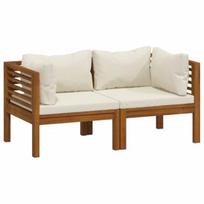 Dvivietė sodo sofa，Lauko sofa su kreminėmis pagalvėlėmis, akacijos masyvas CFE15202