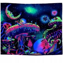 UV FLUORESCENTINIS VAIZDAS SENŲ DEKORACIJA GOBELINAS ODBLASK 150x150cm Grybai, UV FLUORESCENTINIS VAIZDAS SENŲ DEKORACIJA GOBELINAS ODBLASK 150x150cm Grybai