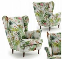 Skandinaviškas fotelis su ausimis „Ari Print Botanical“