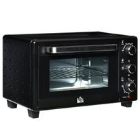 Mini krosnelė HOMCOM Mini orkaitė 21L, 3 kepimo režimai, 100°C-230°C, 1400W, nerūdijantis plienas ir stiklas, juoda+sidabrinė, 46,4x38x28,5cm