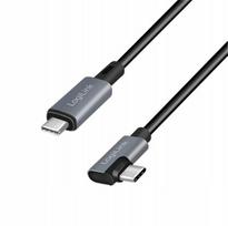 Logilink Cu0182 Usb-c kampinis 1m laidas, juodai pilkas