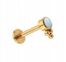 Auksinis titano labret auskaras su opalu, 1.2/8 mm