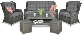 Lauko baldų komplektas TRIVENTO 3 + su pufais, Dark Grey