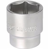 Lizdinis raktas 30 mm, 1/2", 6-kampis, trumpas, Cr-v