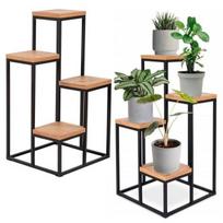 Stovas gėlėms su 4 lentynomis, metalinis, loft stiliaus