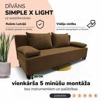 Dvivietis išskleidžiamas sofos Simple X Light, be porankių, Podrez, rudos spalvos