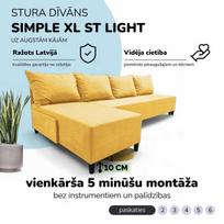 Didelis kampinis sofos be porankių Simple XL St Light Geltona
