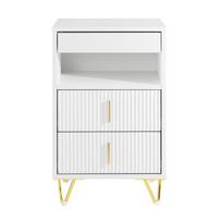 SoBuy Naktinis Staliukas FBT168-W Baltos 40x40x63cm 3 Stalčiai Lentyna