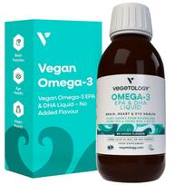 Vegetology Omega 3 EPA ir DHA + vitaminas D3 skystas, Natūralus - 150 ml