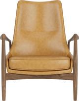 Audo Copenhagen Fotel The Seal Lounge 92 cm, riešutas, apmuštas konjako spalvos oda
