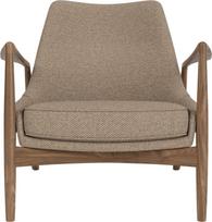 Audo Copenhagen Fotel The Seal Lounge 73 cm, riešutas, apmuštas, smėlio spalvos