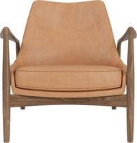 Audo Copenhagen Fotel The Seal Lounge 73 cm, riešutas, apmuštas, matinė kupranugario odos